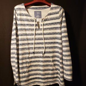 Sonoma casual top, long sleeve, blue and cream stripe, size large